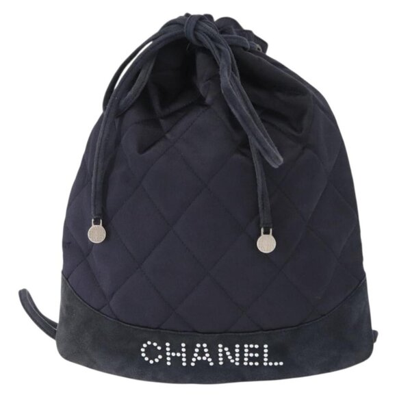 CHANEL Matelasse Backpack Satin Navy CC Auth 154704 main image 16